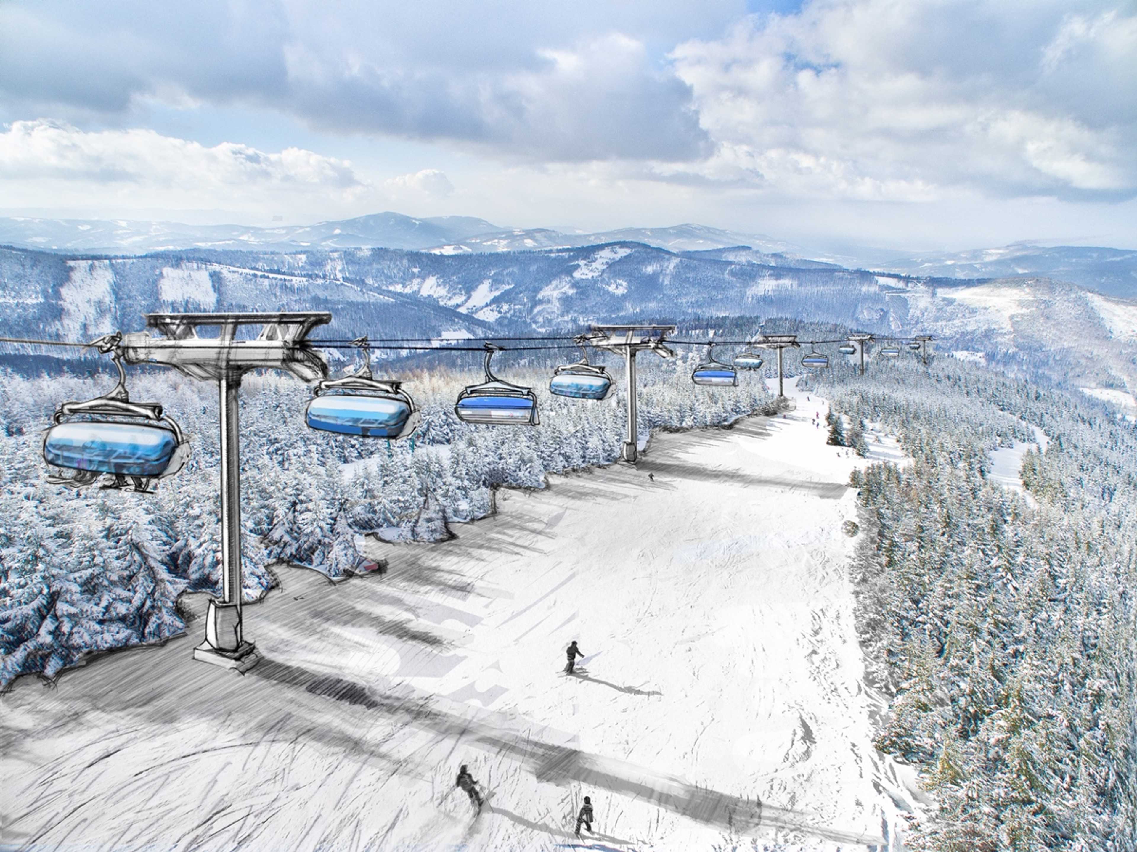 Wizualizacja nowej kolei krzesełkowej, Szczyrk Mountain Resort