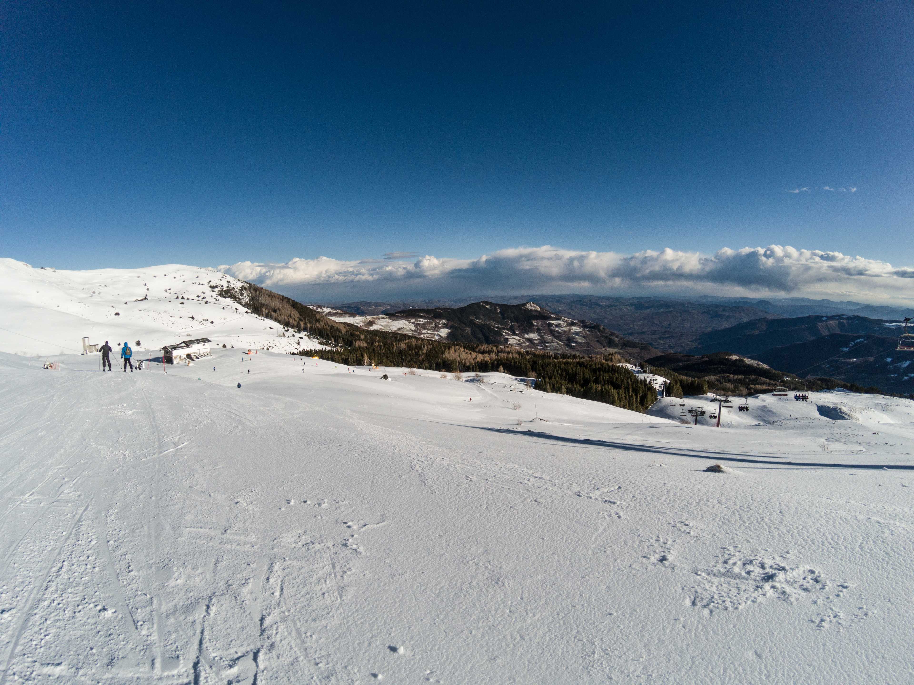 The view from Cimoncino towards the central part of the ski area, Monte Cimone