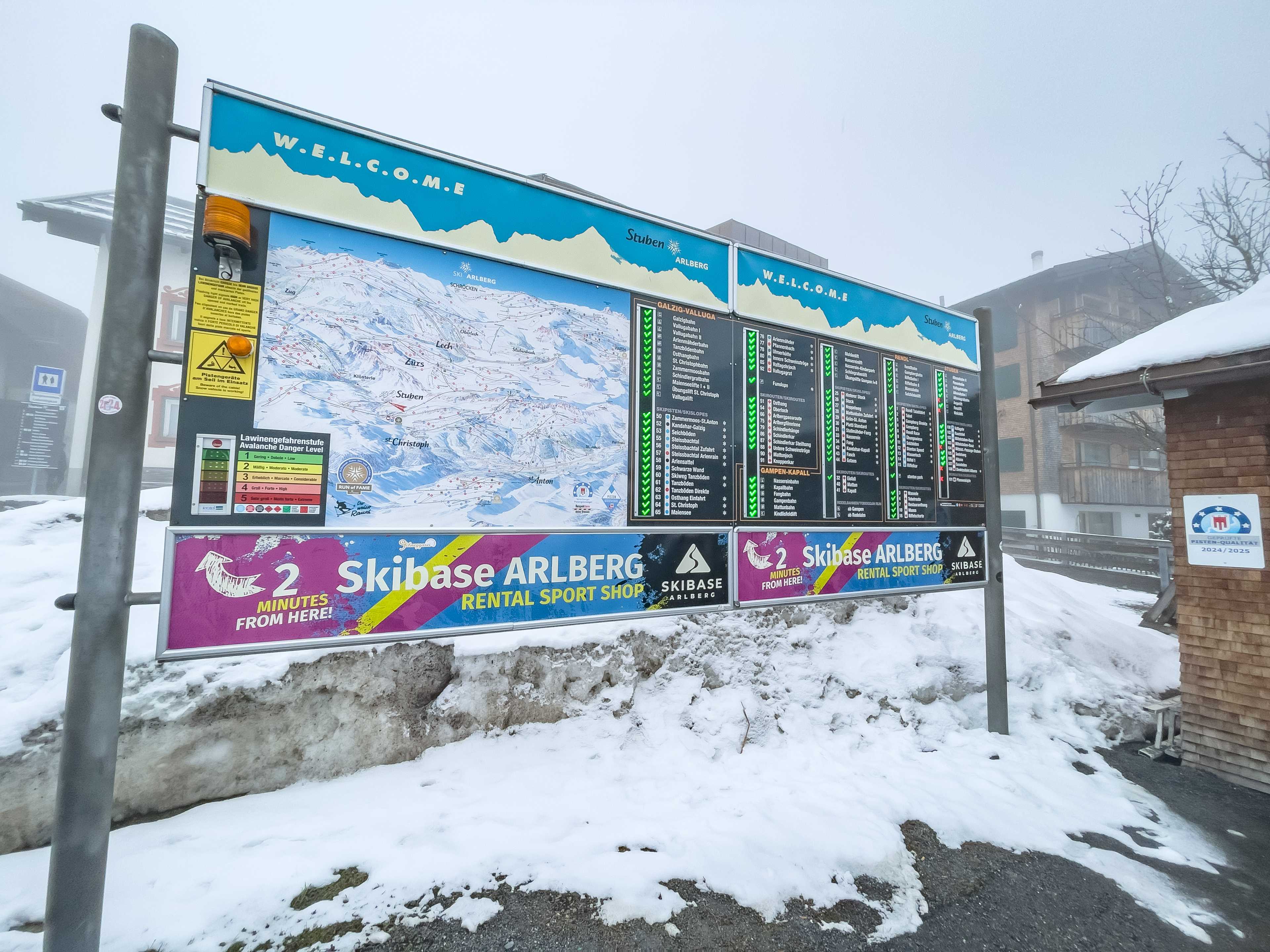 Mapa wszystkich wyciągów i tras w kompleksie Ski Arlberg