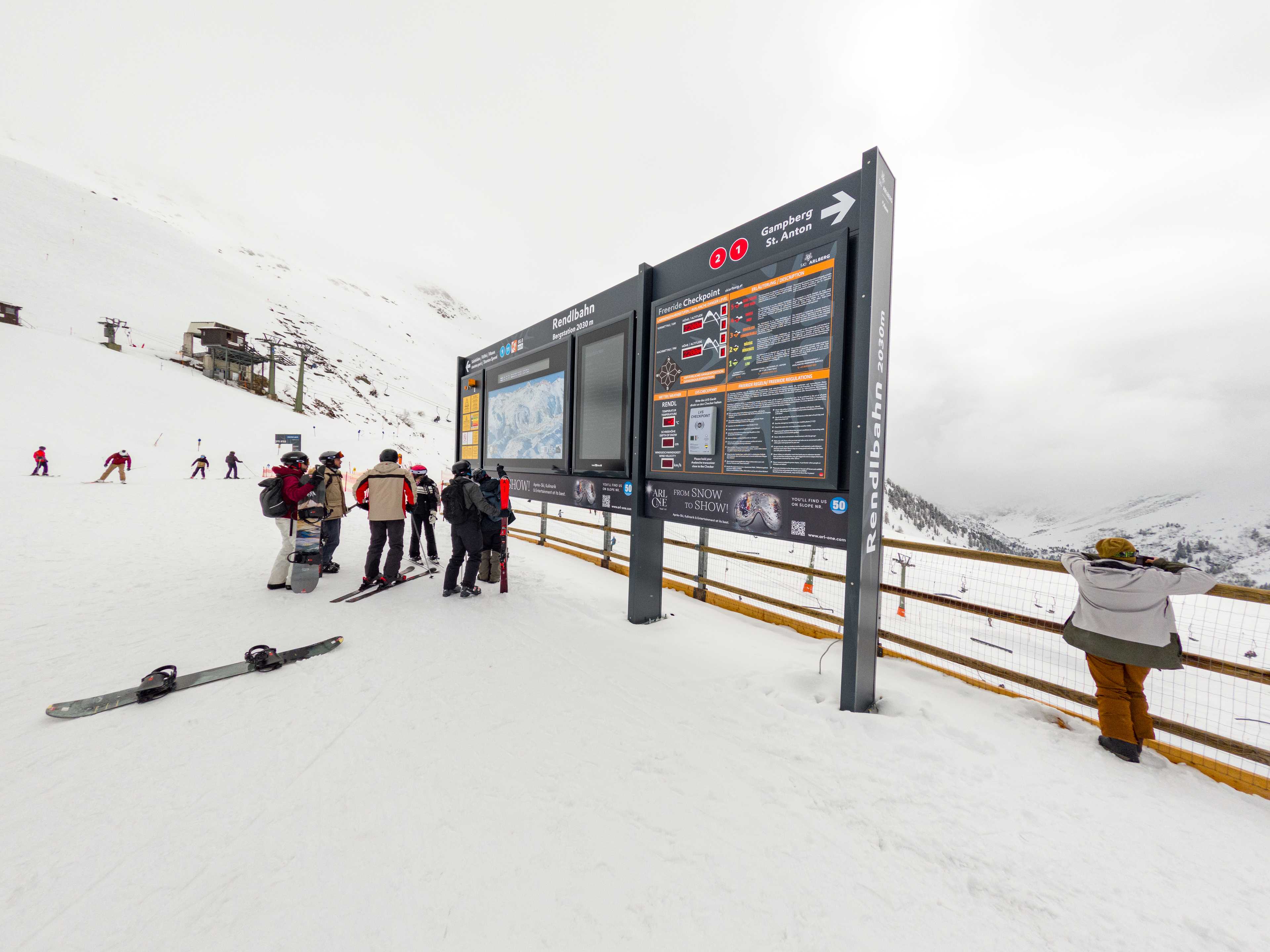 Bardzo pomocne tablice informacyjne na Rendl, St. Anton