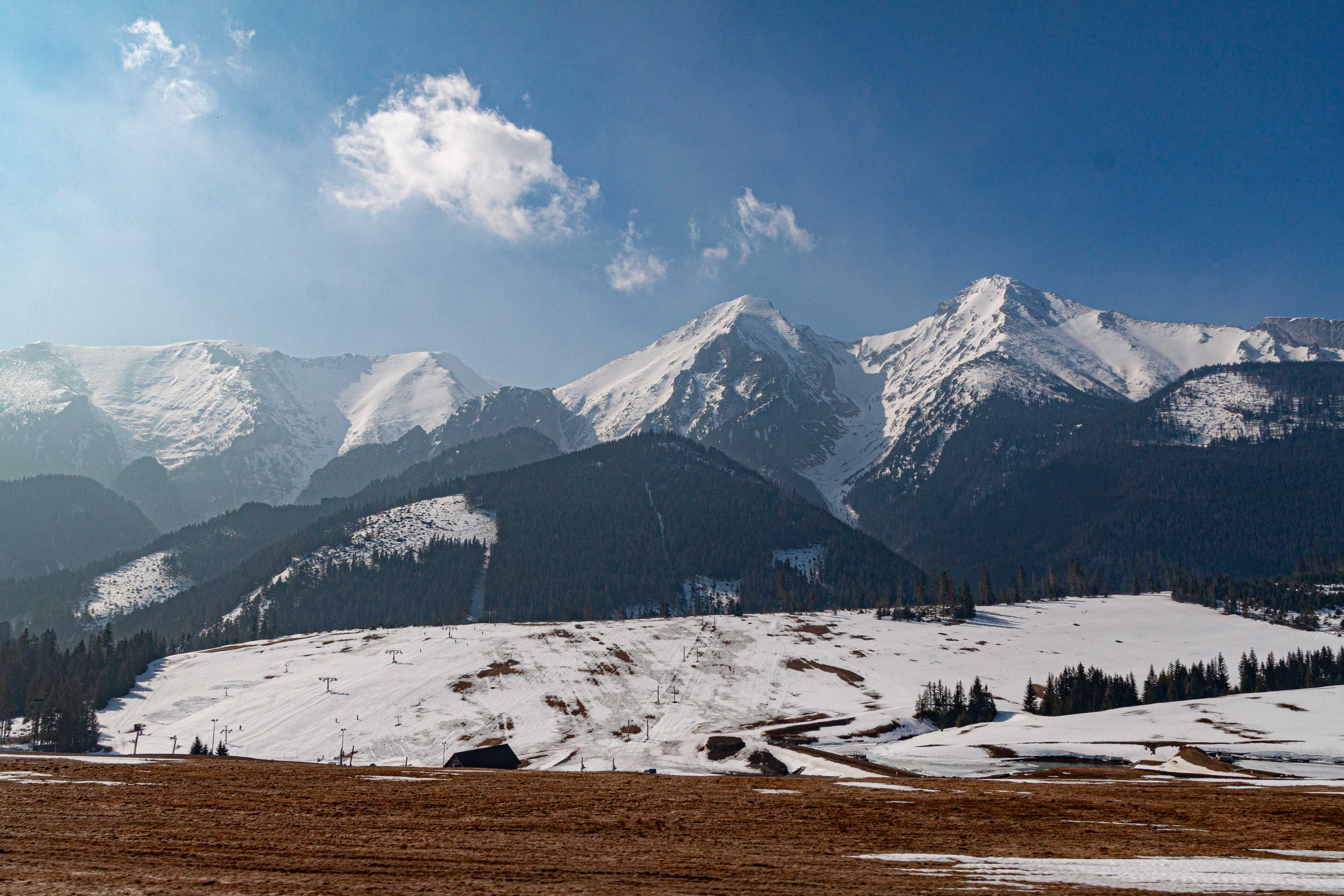 High Tatras seen from the nearby ski resort Ždiar