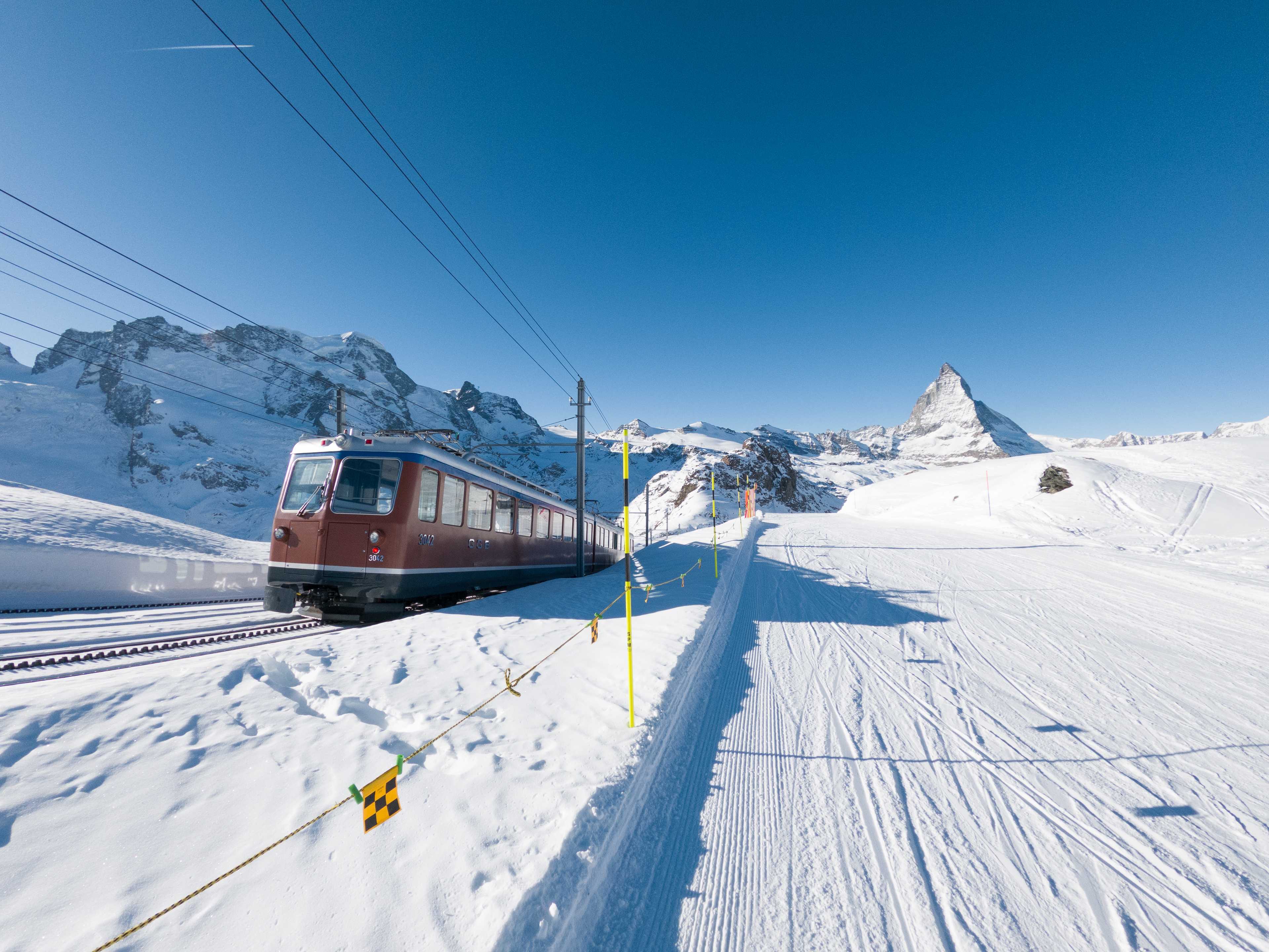Trains on Gornergrat, Zermatt