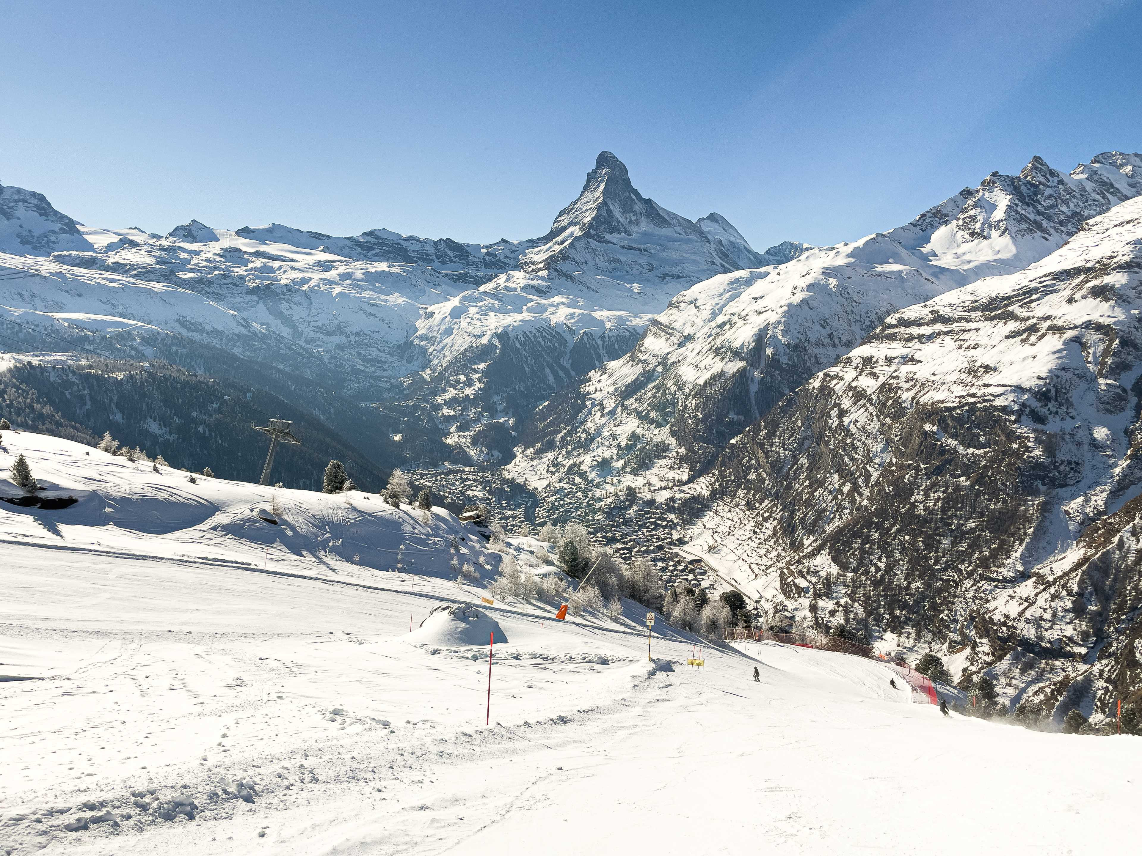 Piste no. 15 and the view of Zermatt and Matterhorn