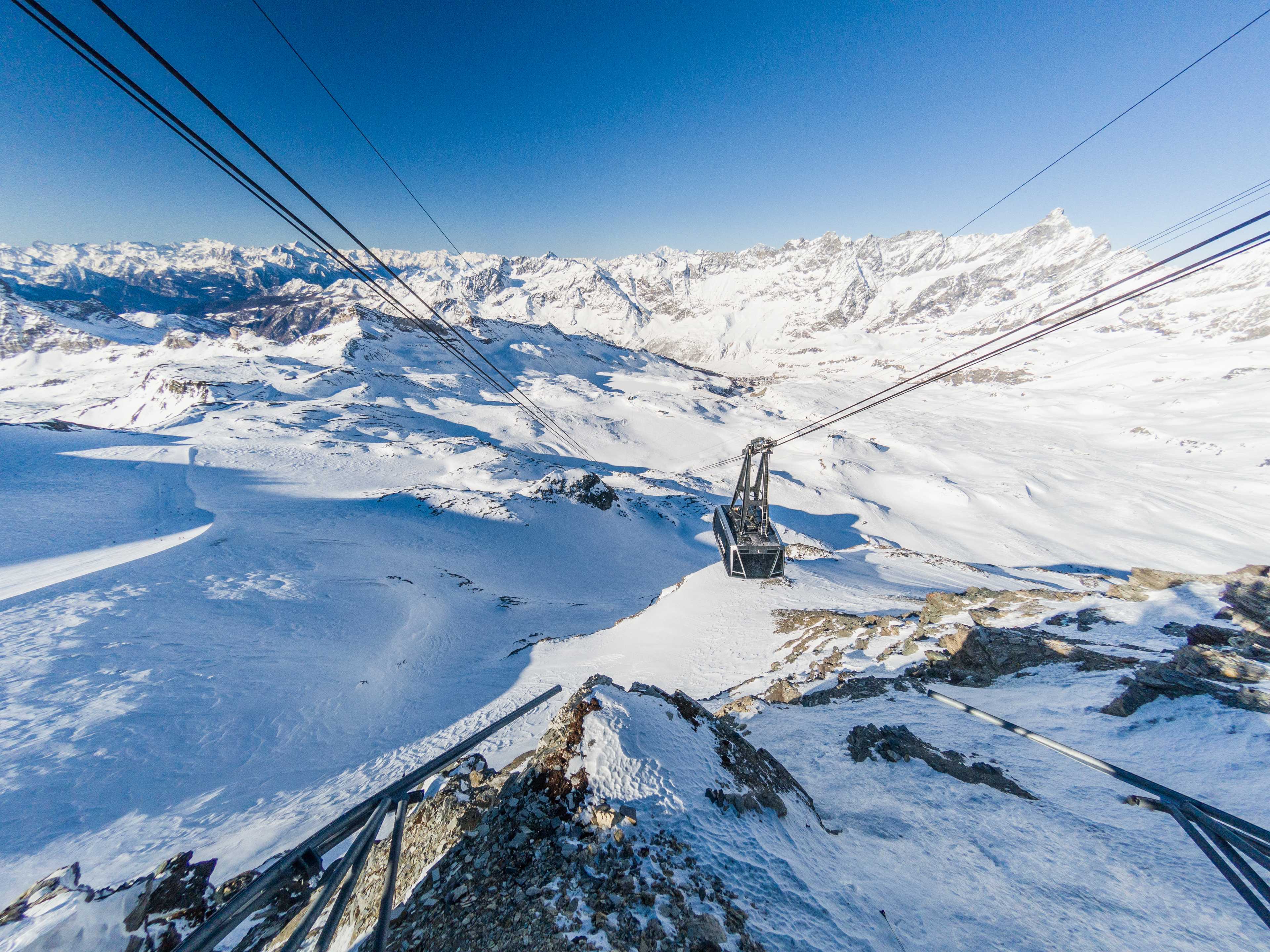 Aerial tramway to Plateau Rosa (3480 m n.p.m.), Cervinia