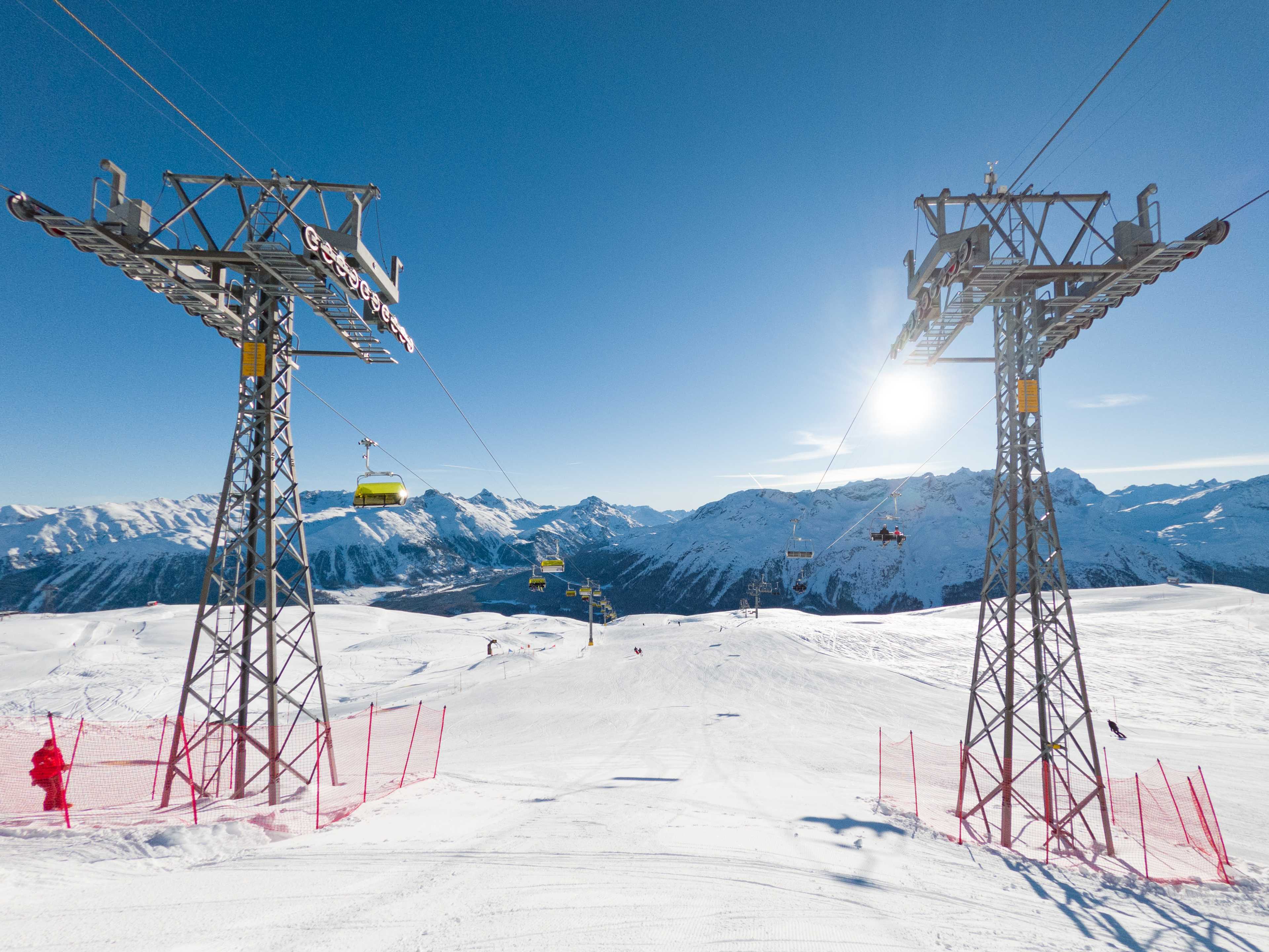Alp Giop and Salastrains chairlifts, Munt da San Murezzan (2659 m a.s.l.), Corviglia, St. Moritz