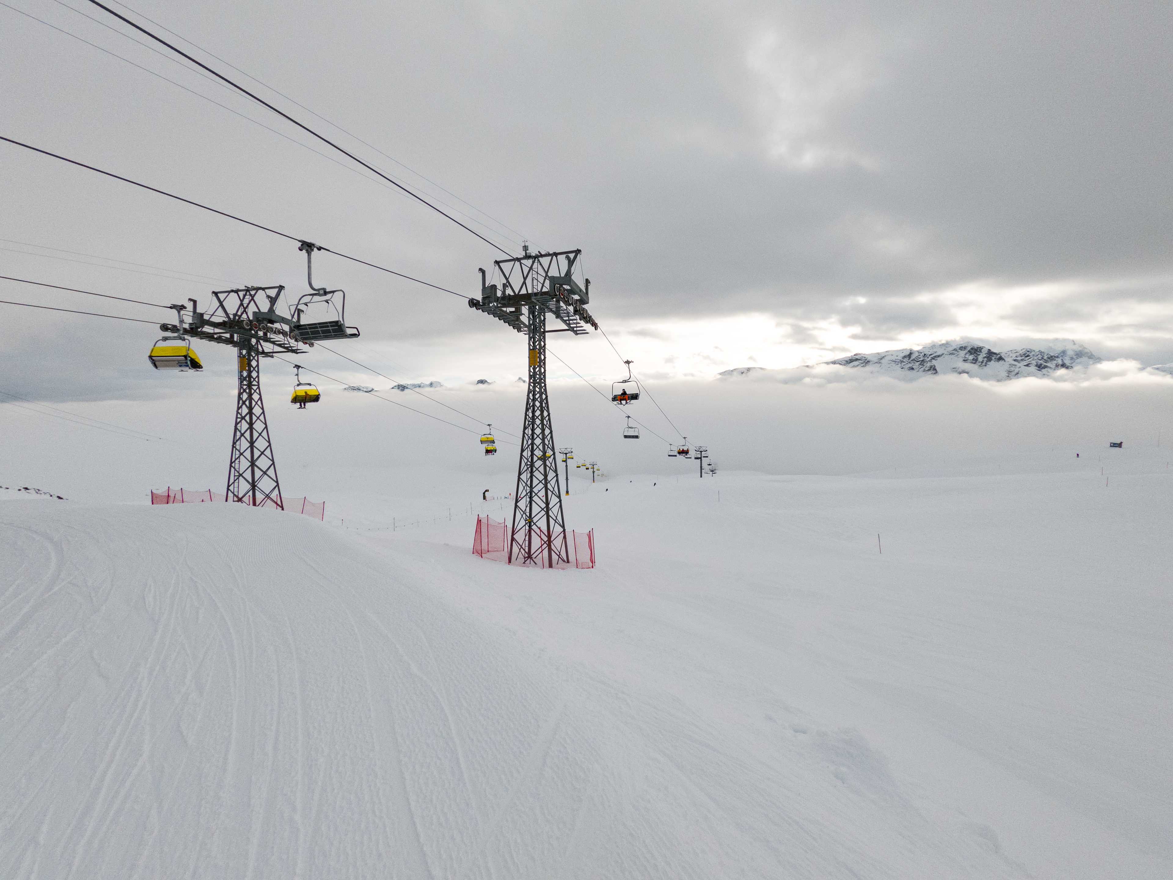 Alp Giop and Salastrains chairlifts, Corviglia, St. Moritz