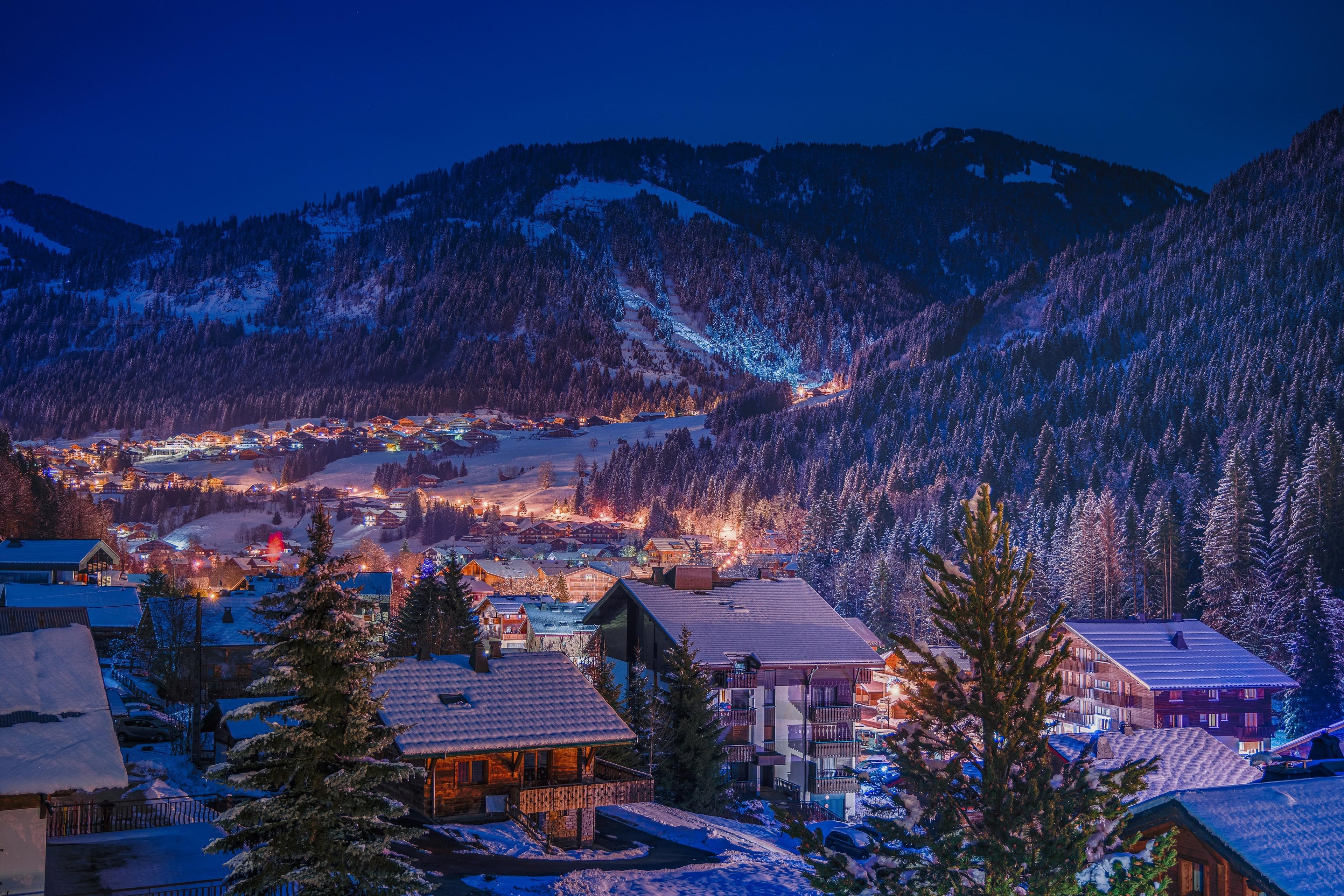 Châtel by night, France