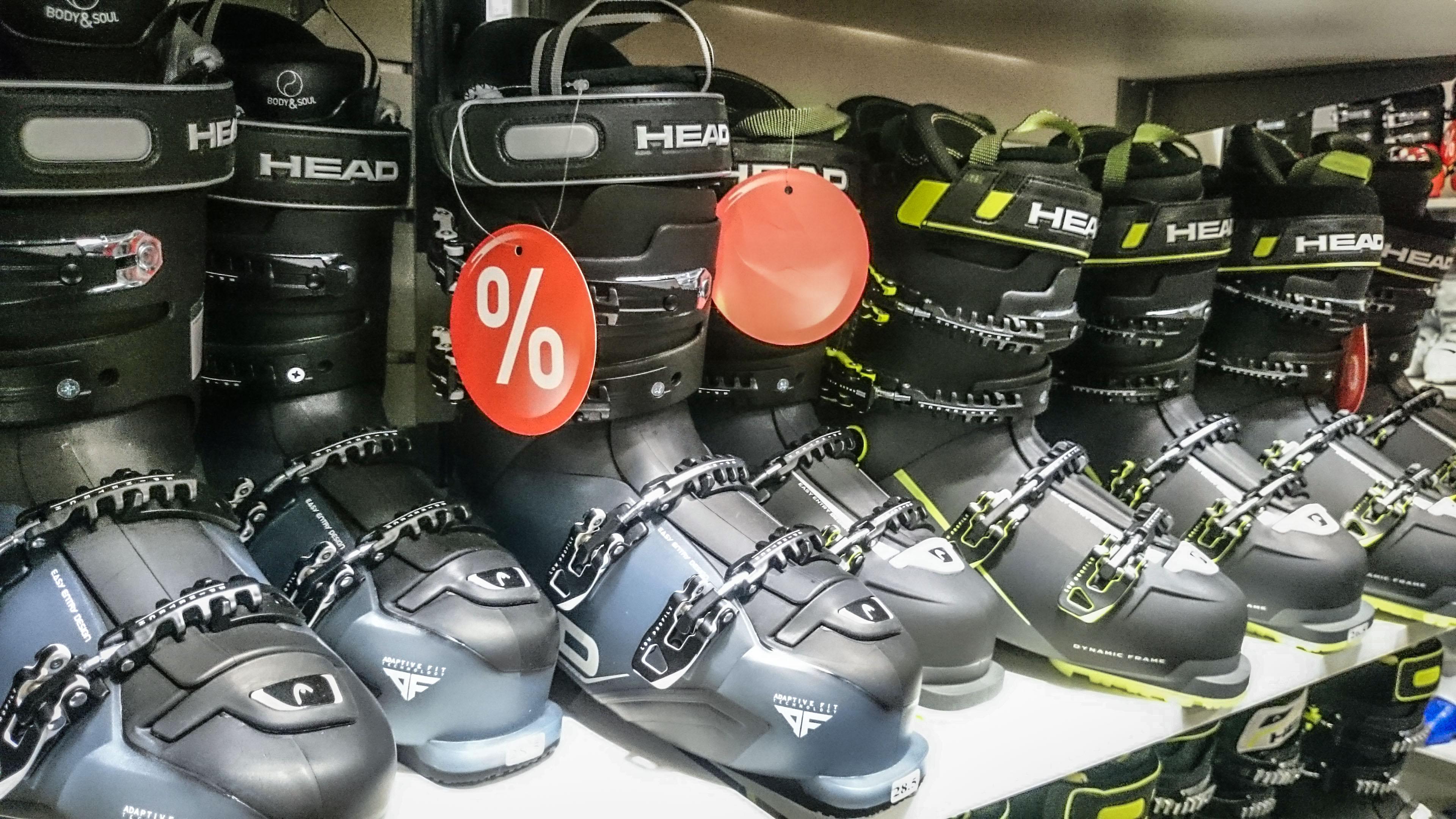 Ski boots in a store