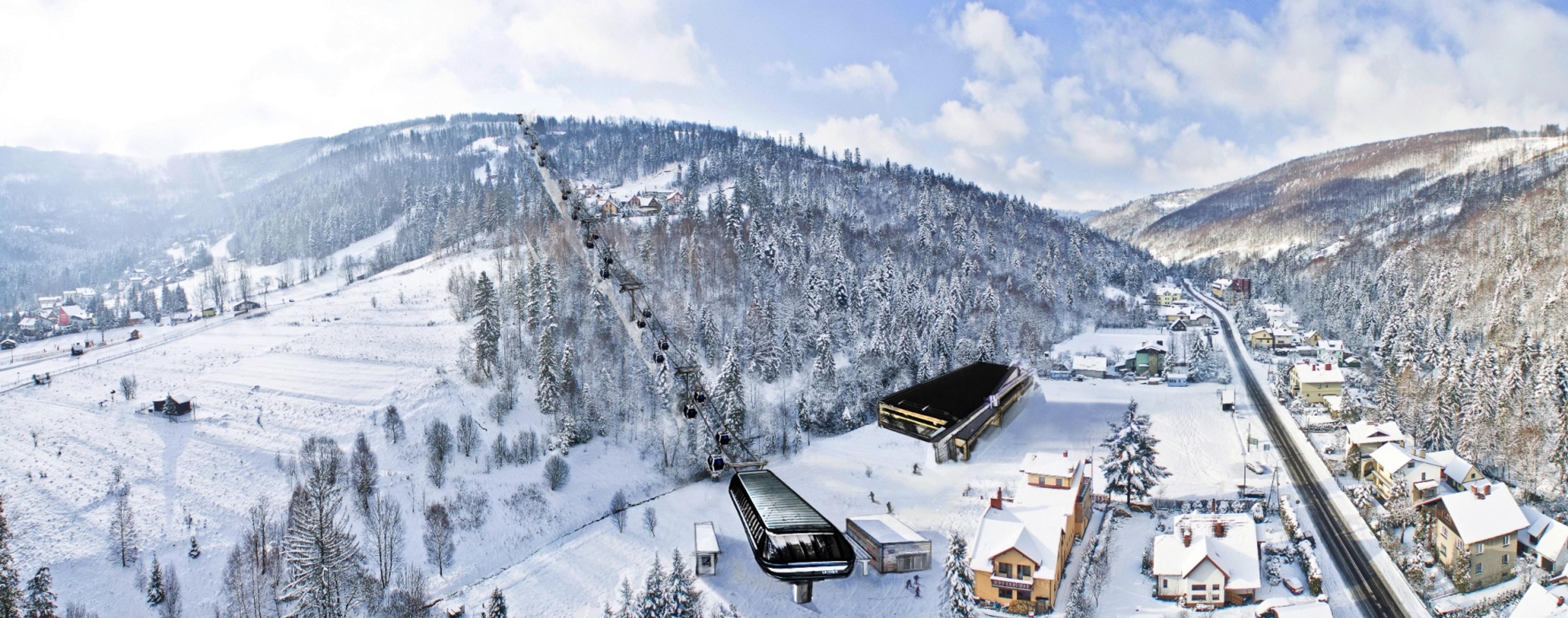 Wizualizacja nowej kolei gondolowej, Szczyrk Mountain Resort